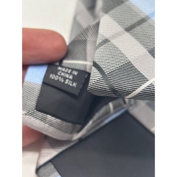 Perry Ellis Portfolio Plaid Silk Necktie, Black (gray), OS - Picture 7 of 7